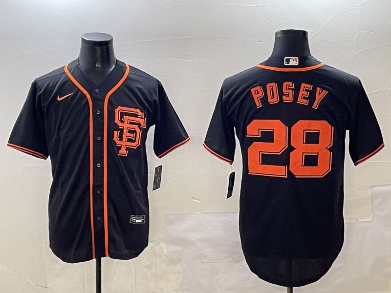 Men San Francisco Giants #28 Posey Black Game 2025 Nike MLB Jersey style 1